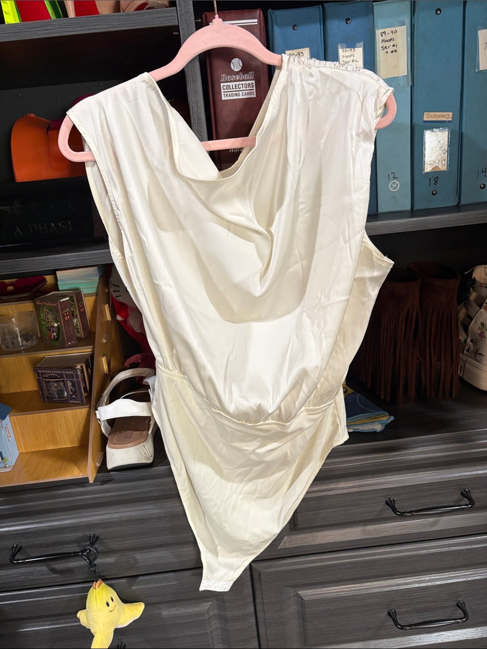 Cider Ivory Draped Satin Bodysuit